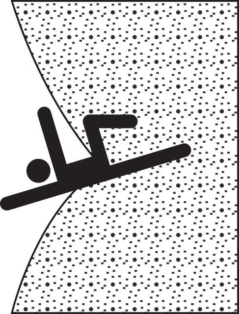 Image of a person falling out of darkness into the light